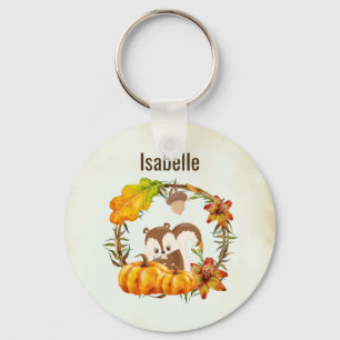 Squirrel och Pumpkins Rustic Wandec Personlig Nyckelring