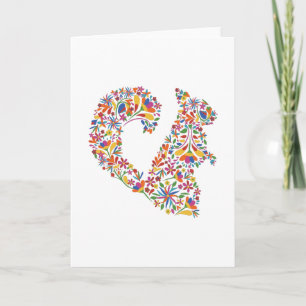 Squirrel Otomi Flowers Rodent Gift Kort