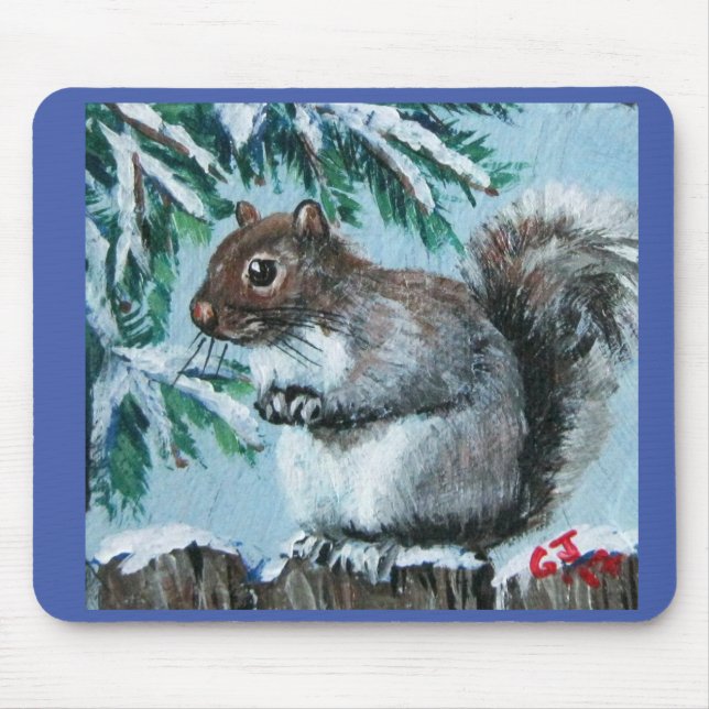 Squirrel på gren Mouse Pad Musmatta (Framsidan)
