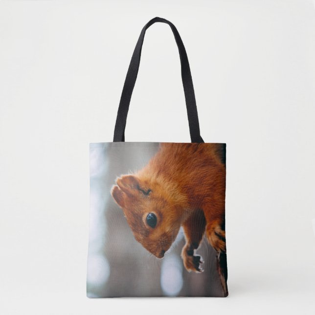 SQUIRREL PÅ TRÄD TRUNK TYGKASSE (Framsida)