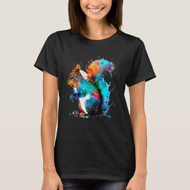 Squirrel Paint Splatter Yard Squirrel Splatter T Shirt (Framsida)