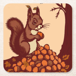 🐿️ Squirrel Paper Coaster Set Autumn Table Deco Underlägg Papper Kvadrat