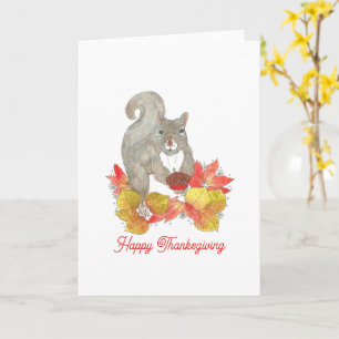 Squirrel Pecan Paj Thanksgiving Card Kort
