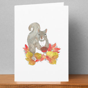Squirrel Pecan Paj Thanksgiving Kort