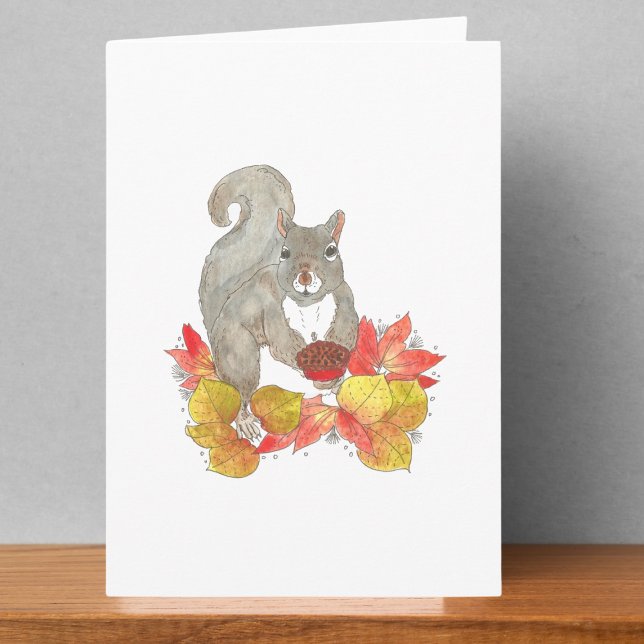 Squirrel Pecan Paj Thanksgiving Kort (Skapare uppladdad)