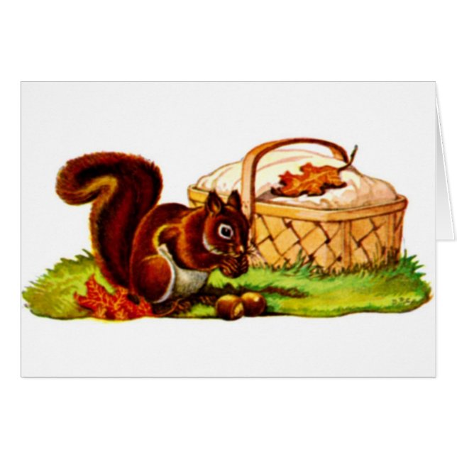 Squirrel Picnic Hälsningskort (Framsidan Horizontal)