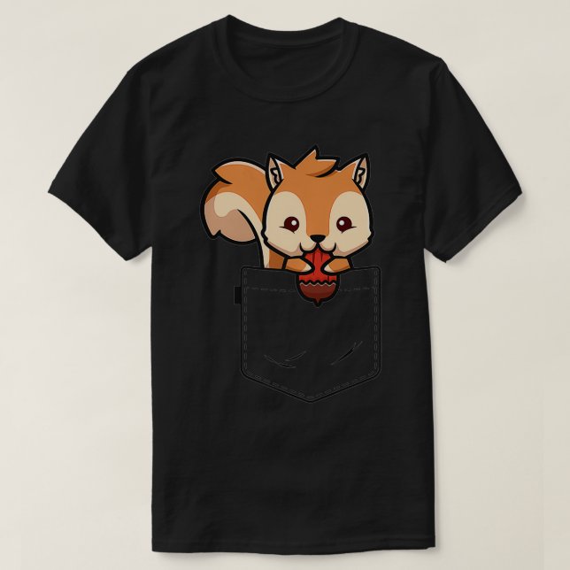 Squirrel Pocket Funny Squirrel Kid Älskare Kawaii T Shirt (Design framsida)