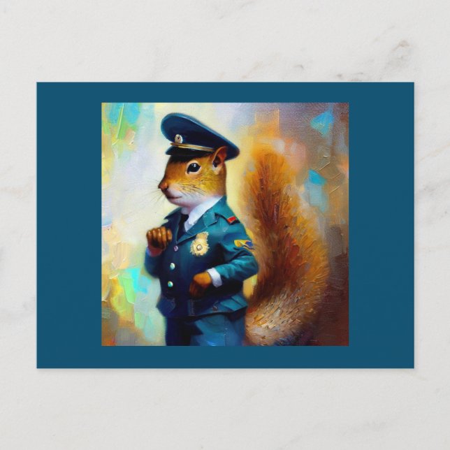 Squirrel Policeman Vykort (Framsida)