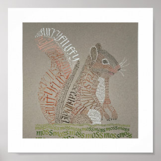 Squirrel Porträtt Calligram Poster