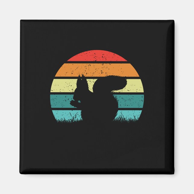 Squirrel Retro Squirrel Älskare Magnet (Framsidan)