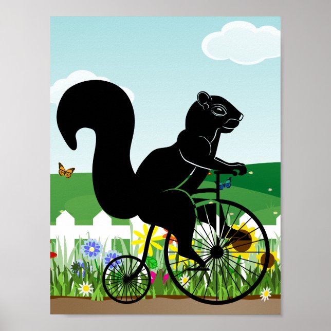 Squirrel Rider på Old Bike Poster (Framsidan)