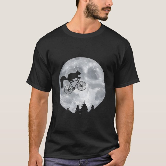 Squirrel Riding Moon Bike Halloween Lunar Cycling T Shirt (Framsida)