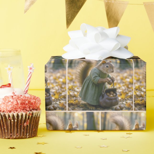 Squirrel samlar in Nöt i sitt väska Presentpapper (Födelsedagsfest)