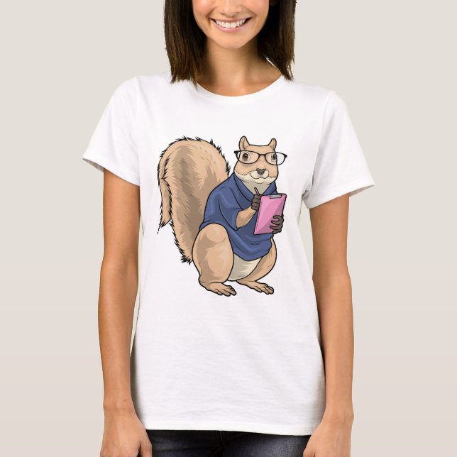 Squirrel Secretary Glasses T Shirt (Framsida)