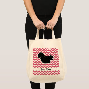 Squirrel Silhouette med Rosa Chevron Mönster Tygkasse
