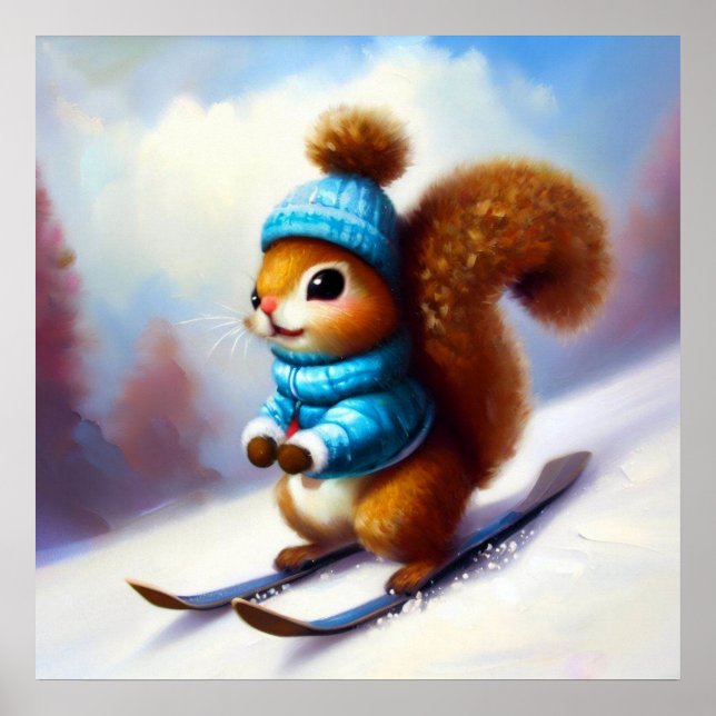 Squirrel Skiing Poster (Framsidan)