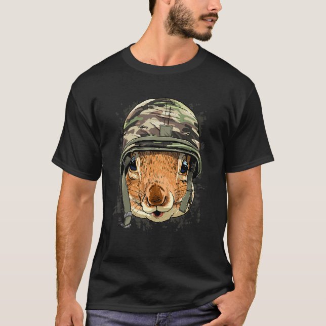Squirrel Soldier Veteran Army Squirrel Rodent Anim T Shirt (Framsida)