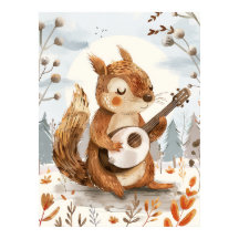 Squirrel spelar Banjo Nursery Wall Art