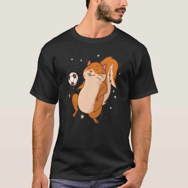 Squirrel spelar fotbollsspelare Träd Rodent T Shirt (Framsida)
