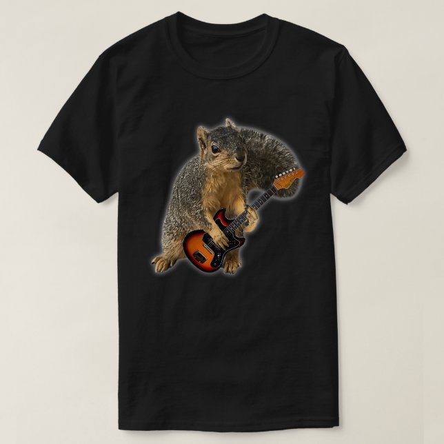 Squirrel Spelar Guitar 1 T Shirt (Design framsida)