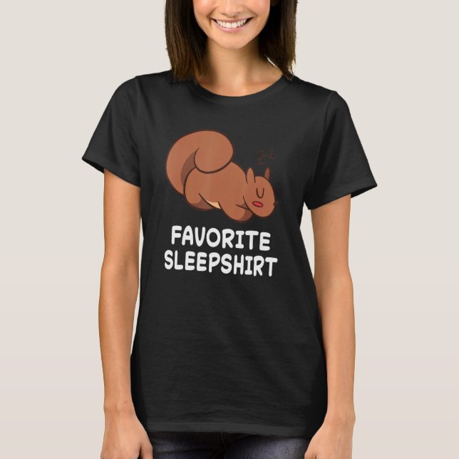 Squirrel Squirrels Nap Sleeping Pajama Natt T Shirt (Framsida)