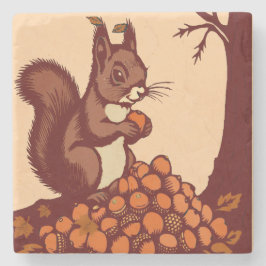 🐿️ Squirrel Stone Coaster - Marble, Travertine Stenunderlägg