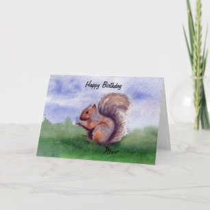 Squirrel Study Birthday Kort