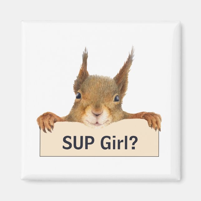 Squirrel SUP Girl? Anpassningsbar Magnet (Framsidan)