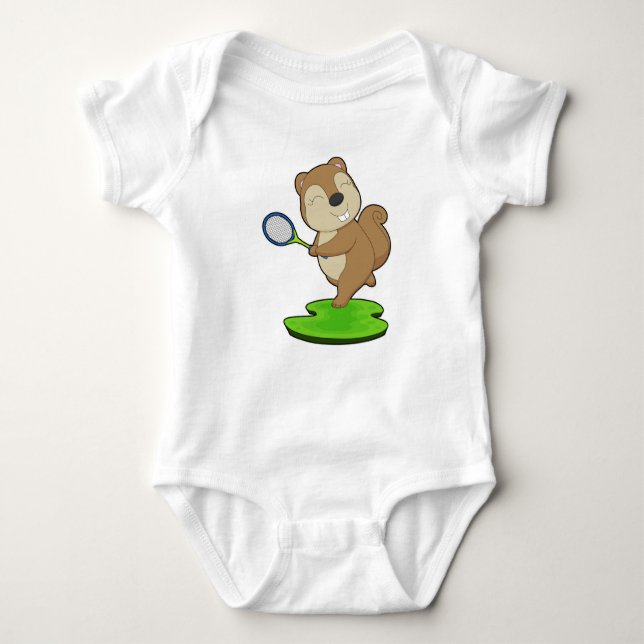 Squirrel Tennis Tennis racket T Shirt (Framsida)