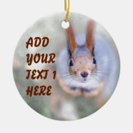 Squirrel tittar på dig från grund uppåt julgransprydnad keramik