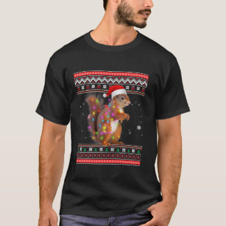 Squirrel Ugly Funny Julafton Snöflingor Light Träd T Shirt