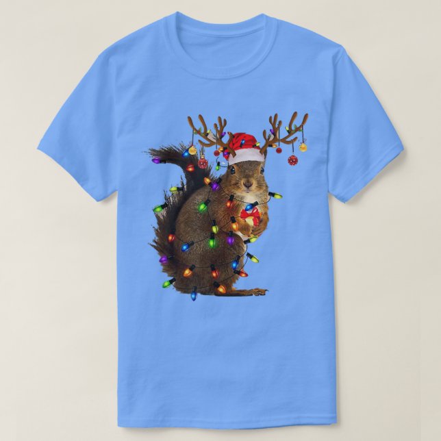 Squirrel Ugly jul Cute Squirrel Julafton Ljus T Shirt (Design framsida)
