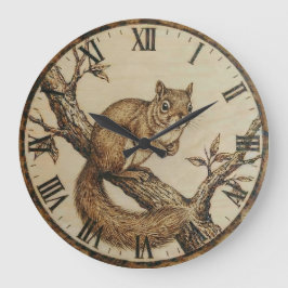 Squirrel Wall Clock - Cozy Woodland Charm Stor Klocka
