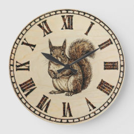 Squirrel Wall Clock - Warm Woodland Touch Stor Klocka