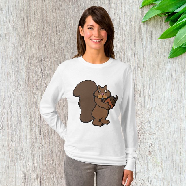 Squirrel with Acorn Cute Woodland Animal T Shirt (Skapare uppladdad)