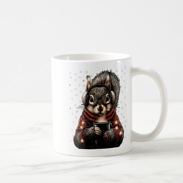 Squirrel With Gles Christmas Lights Funny Coffee W Kaffemugg (Höger)