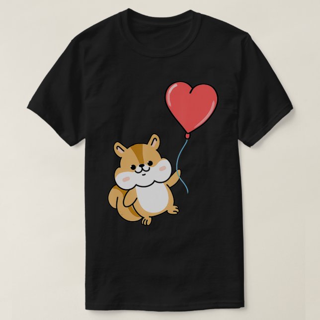 Squirrel With Heart Balloon Valentines Day Squirre T Shirt (Design framsida)