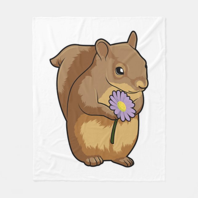 Squirrel with purple Flower Fleecefilt (Framsidan)