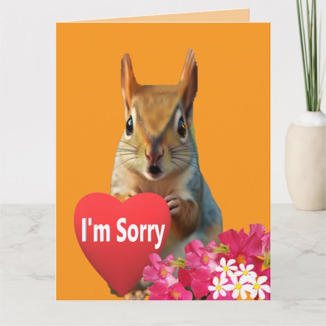 Squirrelly Sweet Heart Apology Card Kort (Framsida)