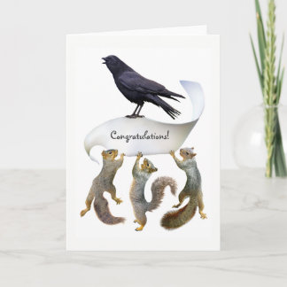 Squirrels and Crow Congratulations Card Kort
