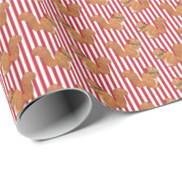 Squirrels and Holly Stripes Holiday Presentpapper