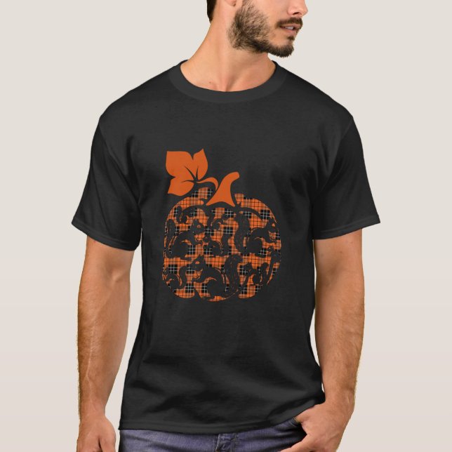 Squirrels Cute Pumpkin Shape Halloween Thanksgivna T Shirt (Framsida)