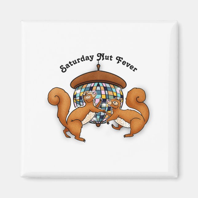 Squirrels Disco Funny Party  Magnet (Framsidan)