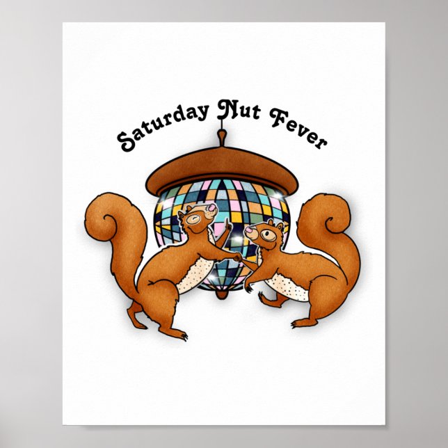 Squirrels Disco Funny Party  Poster (Framsidan)