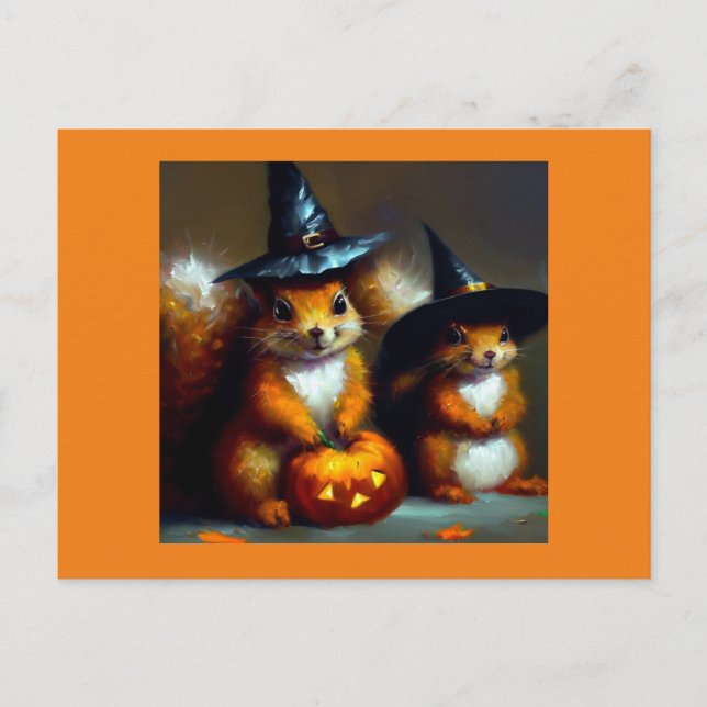 Squirrels Halloween Vykort (Framsida)