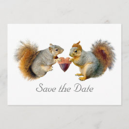 Squirrels Heart Acorn Save the Date Card Spara Datumet