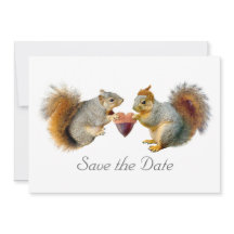 Squirrels Heart Acorn Save the Date Card