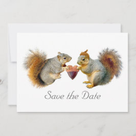 Squirrels Heart Acorn Save the Date Card Spara Datumet
