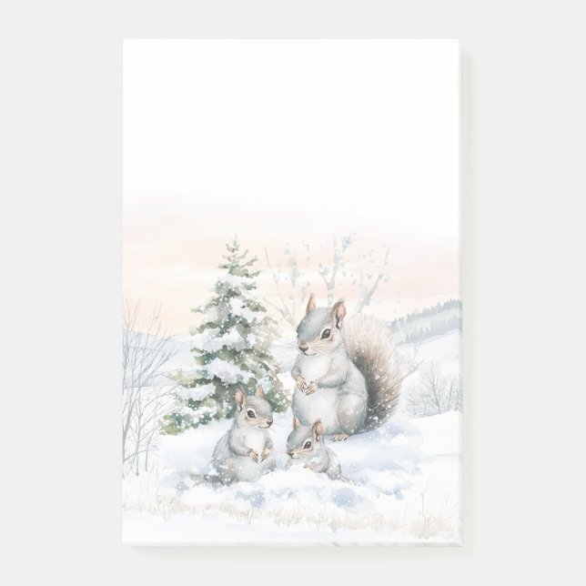 Squirrels in Winter Snow Notes Post-it Block (Framsida)