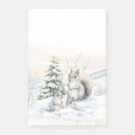 Squirrels in Winter Snow Post-It Notes Block